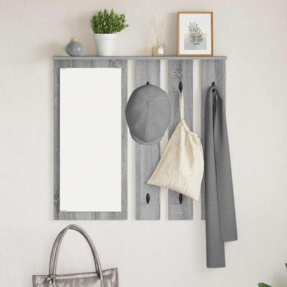 Appendiabiti a muro con specchio Grigio sonoma 84 x 10 x 80 cm