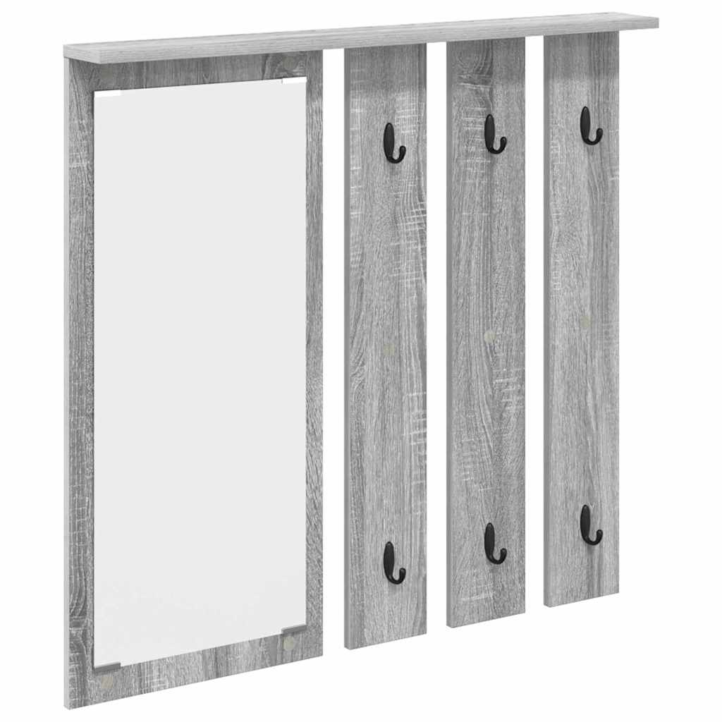 Appendiabiti a muro con specchio Grigio sonoma 84 x 10 x 80 cm