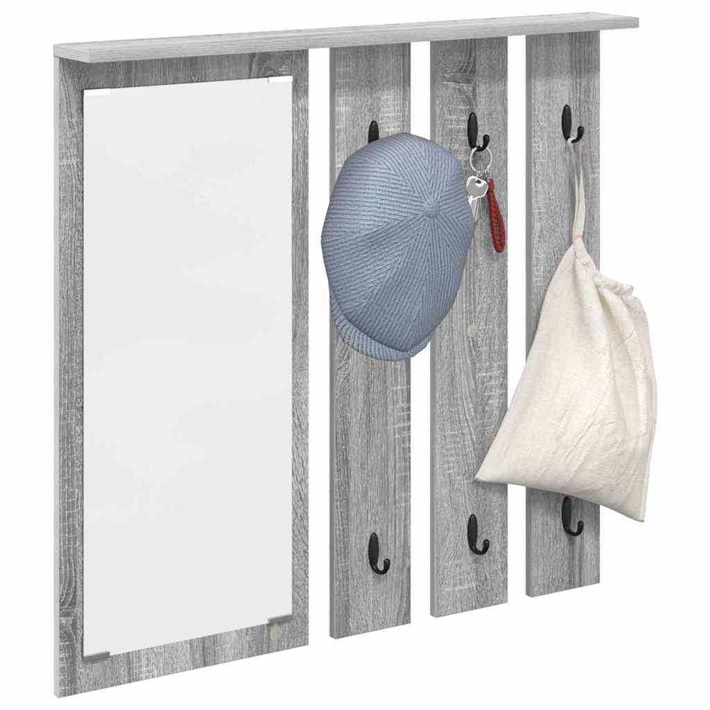 Appendiabiti a muro con specchio Grigio sonoma 84 x 10 x 80 cm