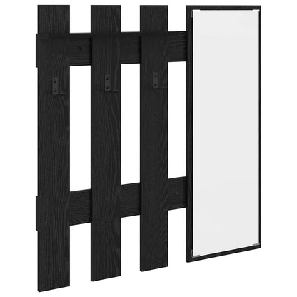 Appendiabiti a muro con specchio Rovere Nero 100 x 10 x 100 cm