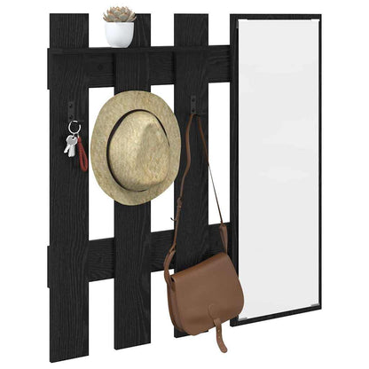 Appendiabiti a muro con specchio Rovere Nero 100 x 10 x 100 cm