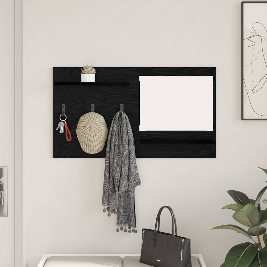 Appendiabiti a muro con lo scaffale Rovere Nero 90 x 10 x 50 cm