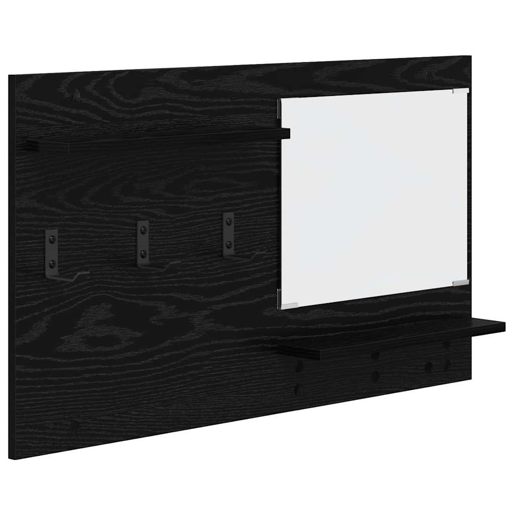 Appendiabiti a muro con lo scaffale Rovere Nero 90 x 10 x 50 cm