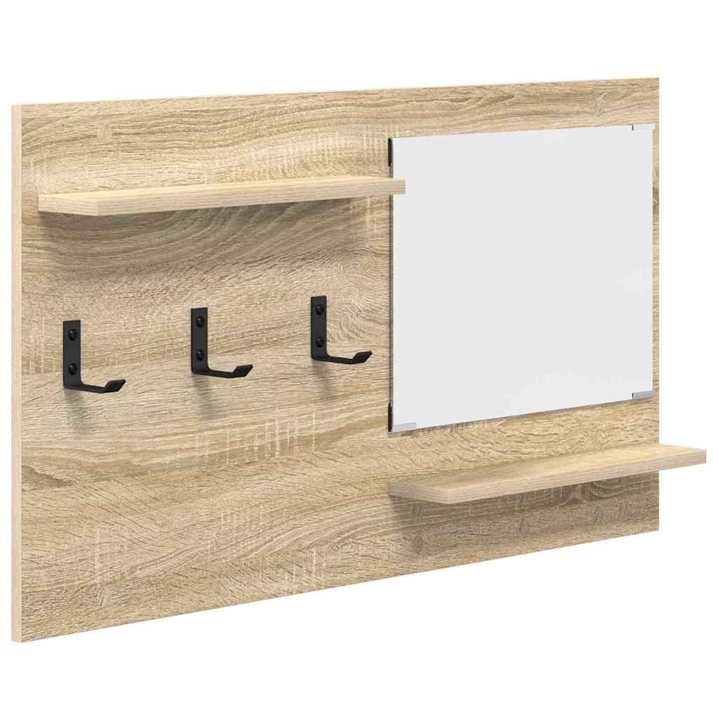 Appendiabiti a muro con specchio Rovere Sonoma 90 x 10 x 50 cm