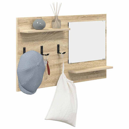 Appendiabiti a muro con specchio Rovere Sonoma 90 x 10 x 50 cm
