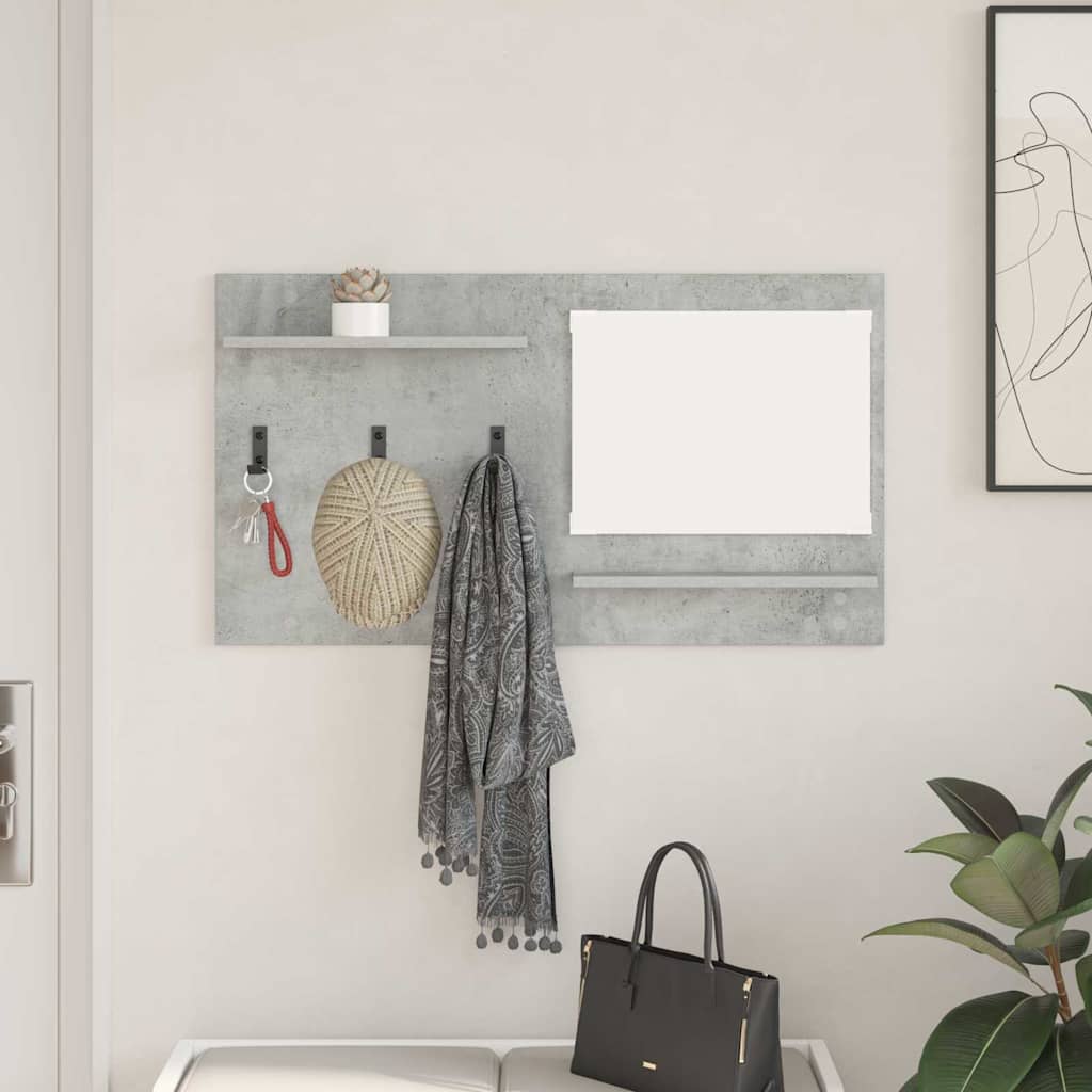 Appendiabiti a muro con specchio Grigio cemento 90 x 10 x 50 cm