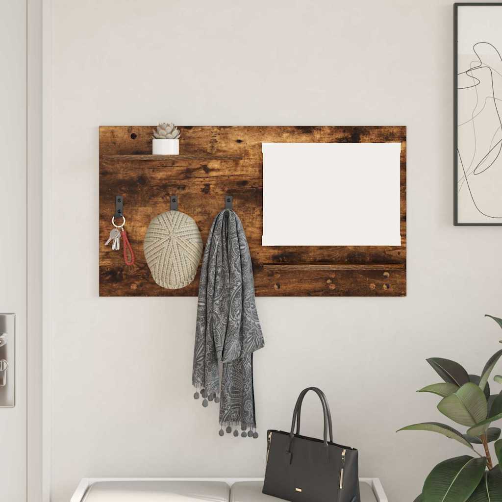 Appendiabiti a muro con lo scaffale Rovere fumÃ© 90 x 10 x 50 cm