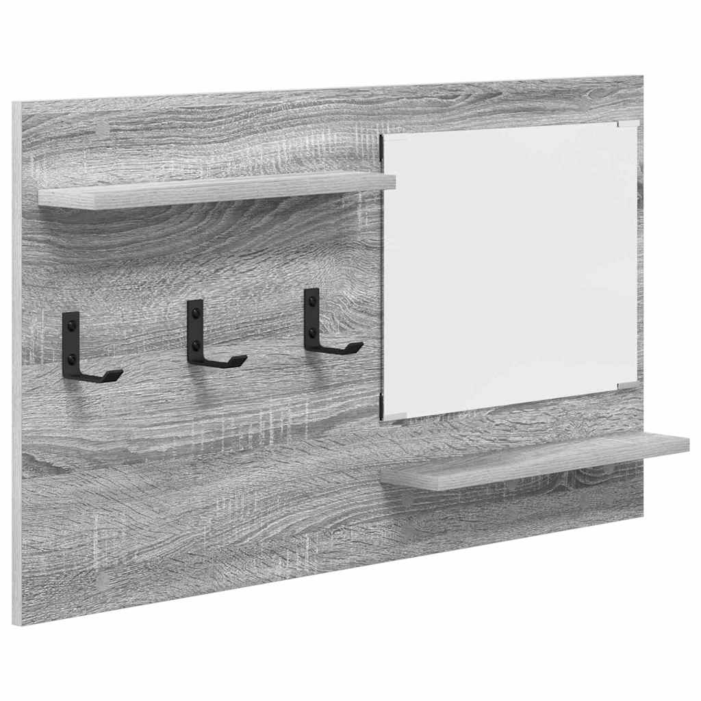 Appendiabiti a muro con specchio Grigio Sonoma 90 x 10 x 50 cm