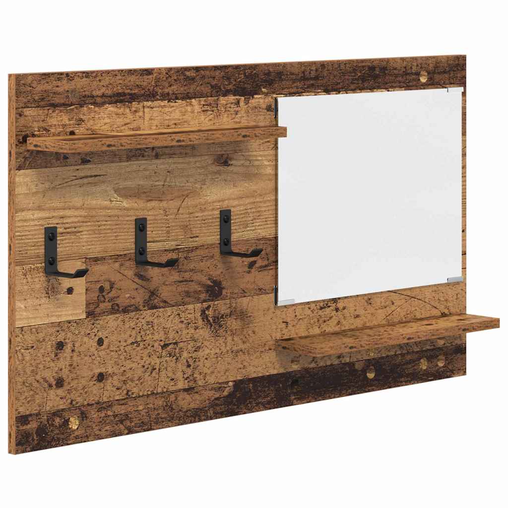 Appendiabiti a muro con specchio Legno vecchio 90 x 10 x 50 cm