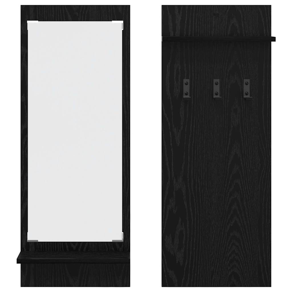 Appendiabiti a muro con lo scaffale Rovere Nero 70 x 10 x 90 cm