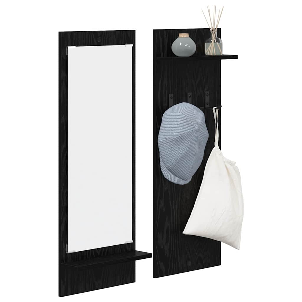 Appendiabiti a muro con lo scaffale Rovere Nero 70 x 10 x 90 cm