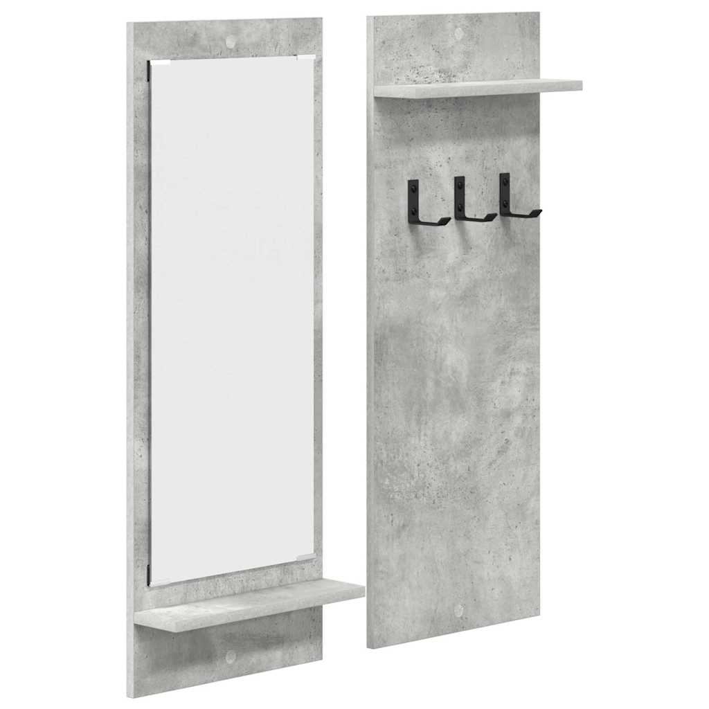 Appendiabiti a muro con specchio Grigio cemento 70 x 10 x 90 cm