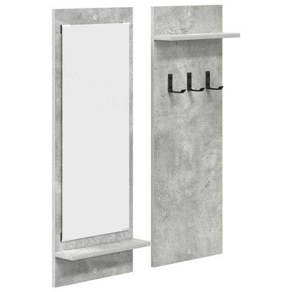 Appendiabiti a muro con specchio Grigio cemento 70 x 10 x 90 cm