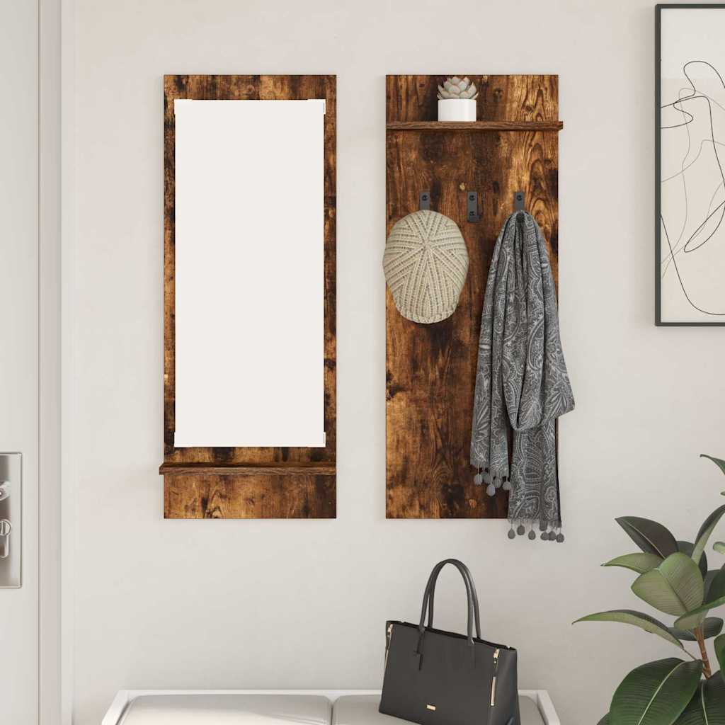 Appendiabiti a muro con lo scaffale Rovere fumÃƒÆ’Ã‚Â© 70 x 10 x 90 cm