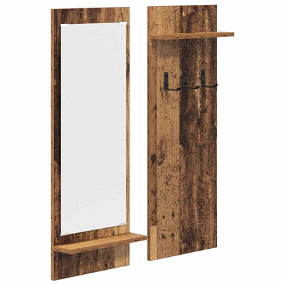 Appendiabiti a muro con specchio Legno vecchio 70 x 10 x 90 cm