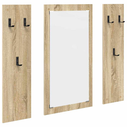 Appendiabiti a muro con specchio Rovere Sonoma 96 x 1,5 x 90 cm