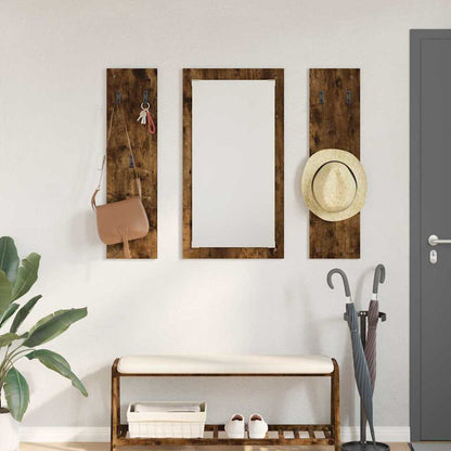 Appendiabiti a muro con specchio Rovere fumé 96 x 1,5 x 90 cm