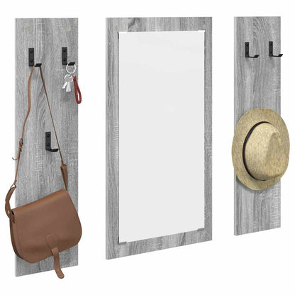 Appendiabiti a muro con specchio Grigio Sonoma 96 x 1,5 x 90 cm