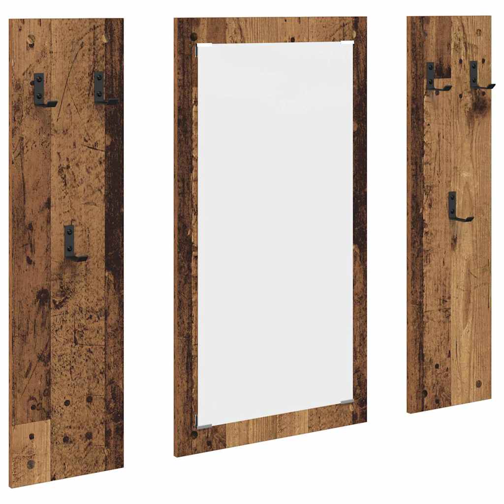 Appendiabiti a muro con specchio Legno vecchio 96 x 1,5 x 90 cm