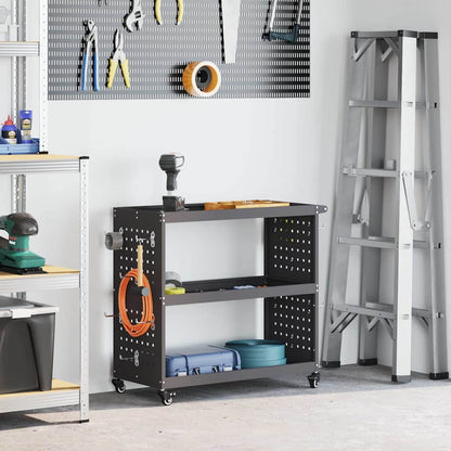 Carrello per Attrezzi con lo scaffale Nero 75 x 35 x 73 cm
