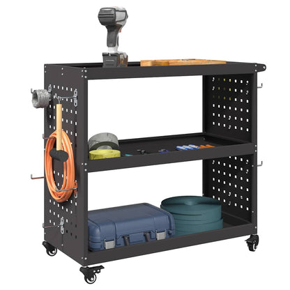 Carrello per Attrezzi con lo scaffale Nero 75 x 35 x 73 cm
