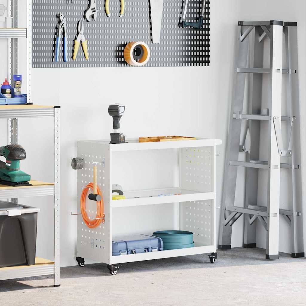 Carrello per Attrezzi con lo scaffale Bianco 75 x 35 x 73 cm