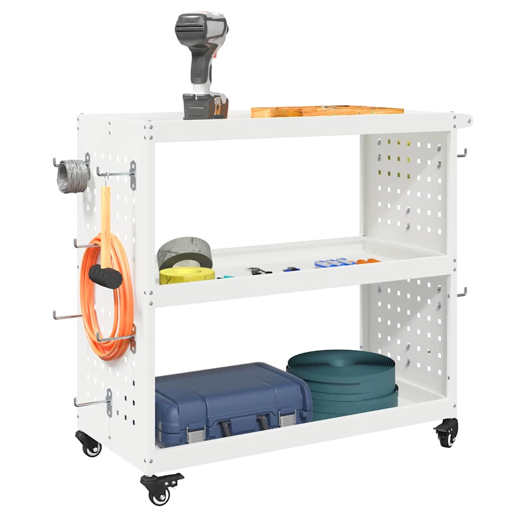 Carrello per Attrezzi con lo scaffale Bianco 75 x 35 x 73 cm
