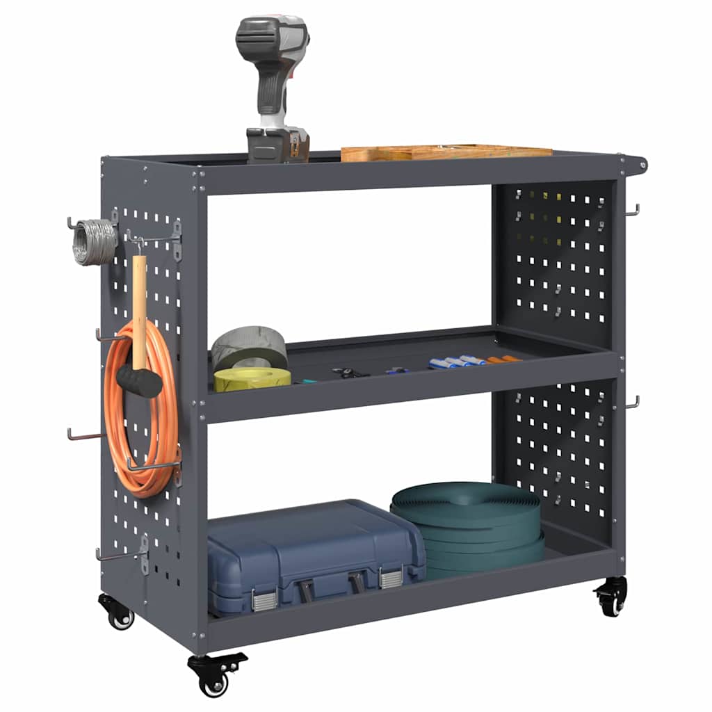 Carrello per Attrezzi con lo scaffale Antracite 75 x 35 x 73 cm