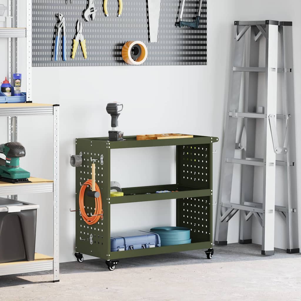 Carrello per Attrezzi con ruota Verde oliva 75 x 35 x 73 cm