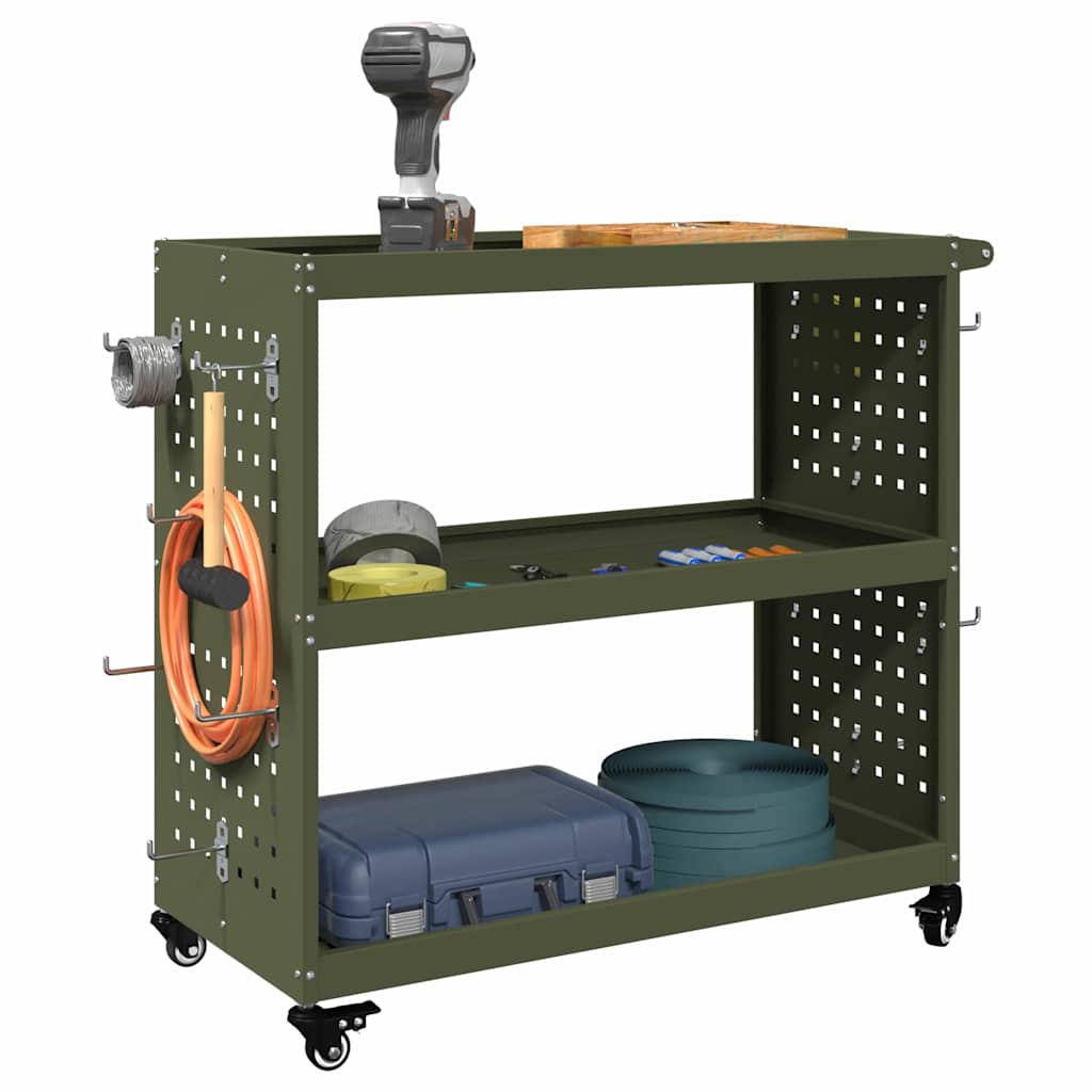 Carrello per Attrezzi con ruota Verde oliva 75 x 35 x 73 cm