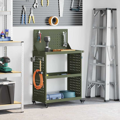 Carrello per Attrezzi con ruota Verde oliva 65 x 35 x 111 cm