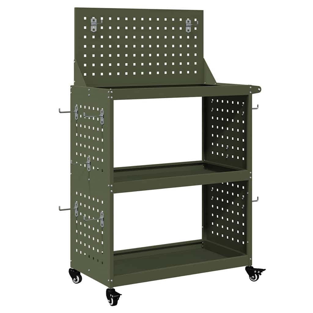 Carrello per Attrezzi con ruota Verde oliva 65 x 35 x 111 cm