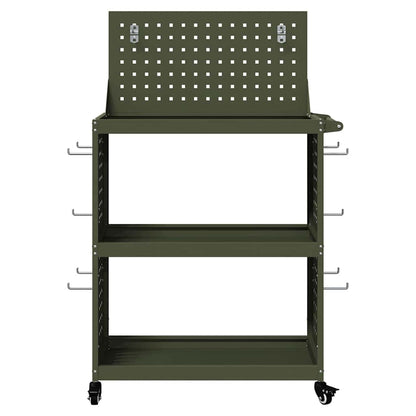 Carrello per Attrezzi con ruota Verde oliva 65 x 35 x 111 cm