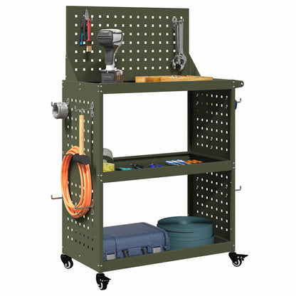 Carrello per Attrezzi con ruota Verde oliva 65 x 35 x 111 cm