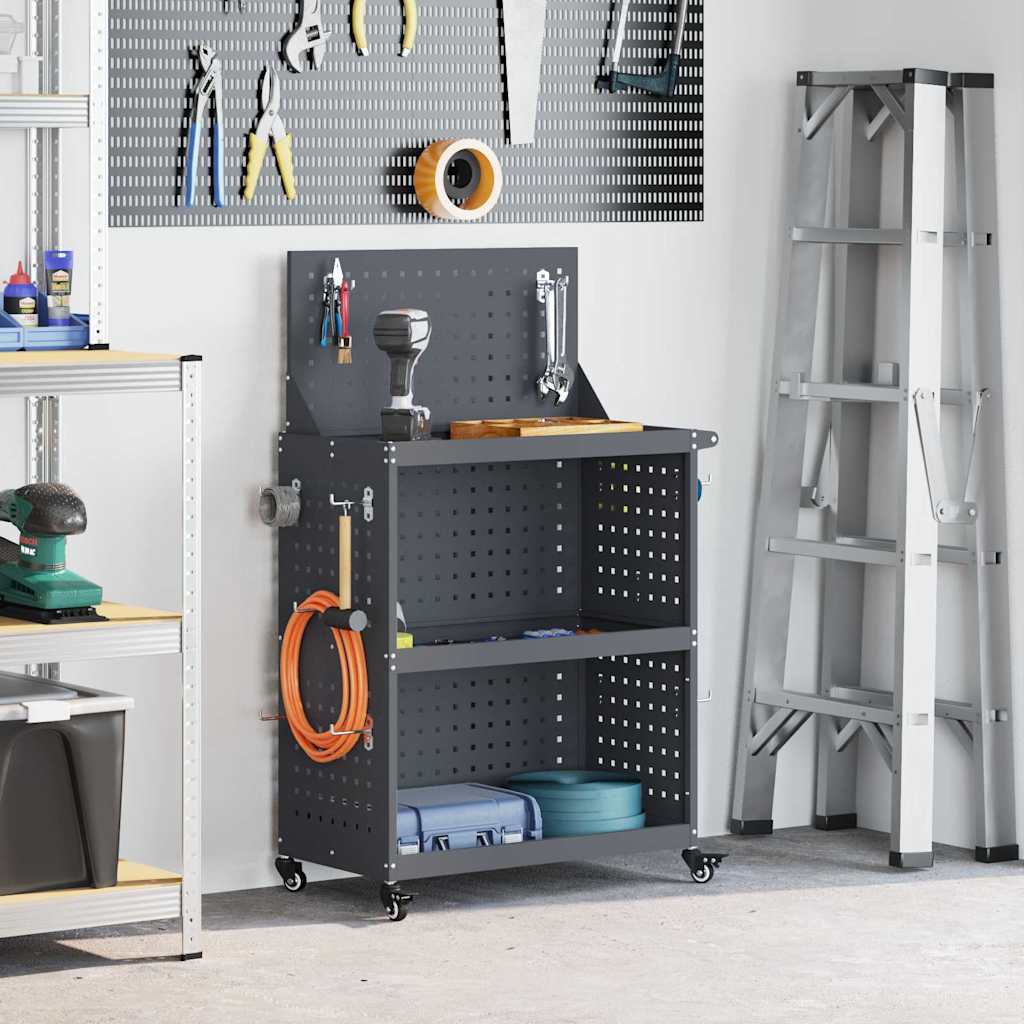 Carrello per Attrezzi con ruota Antracite 65 x 35 x 111 cm