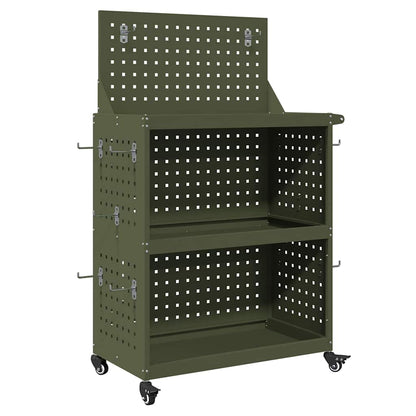 Carrello per Attrezzi con ruota Verde oliva 65 x 35 x 111 cm