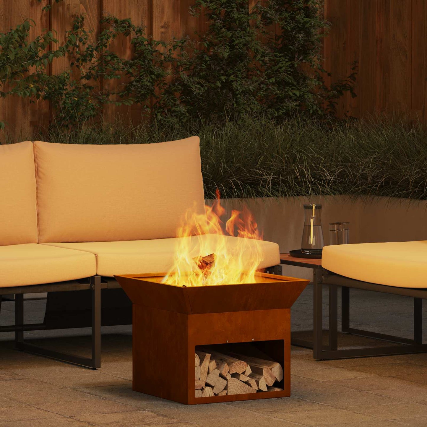 Focolare Ruggine 50 x 50 x 40 cm acciaio corten
