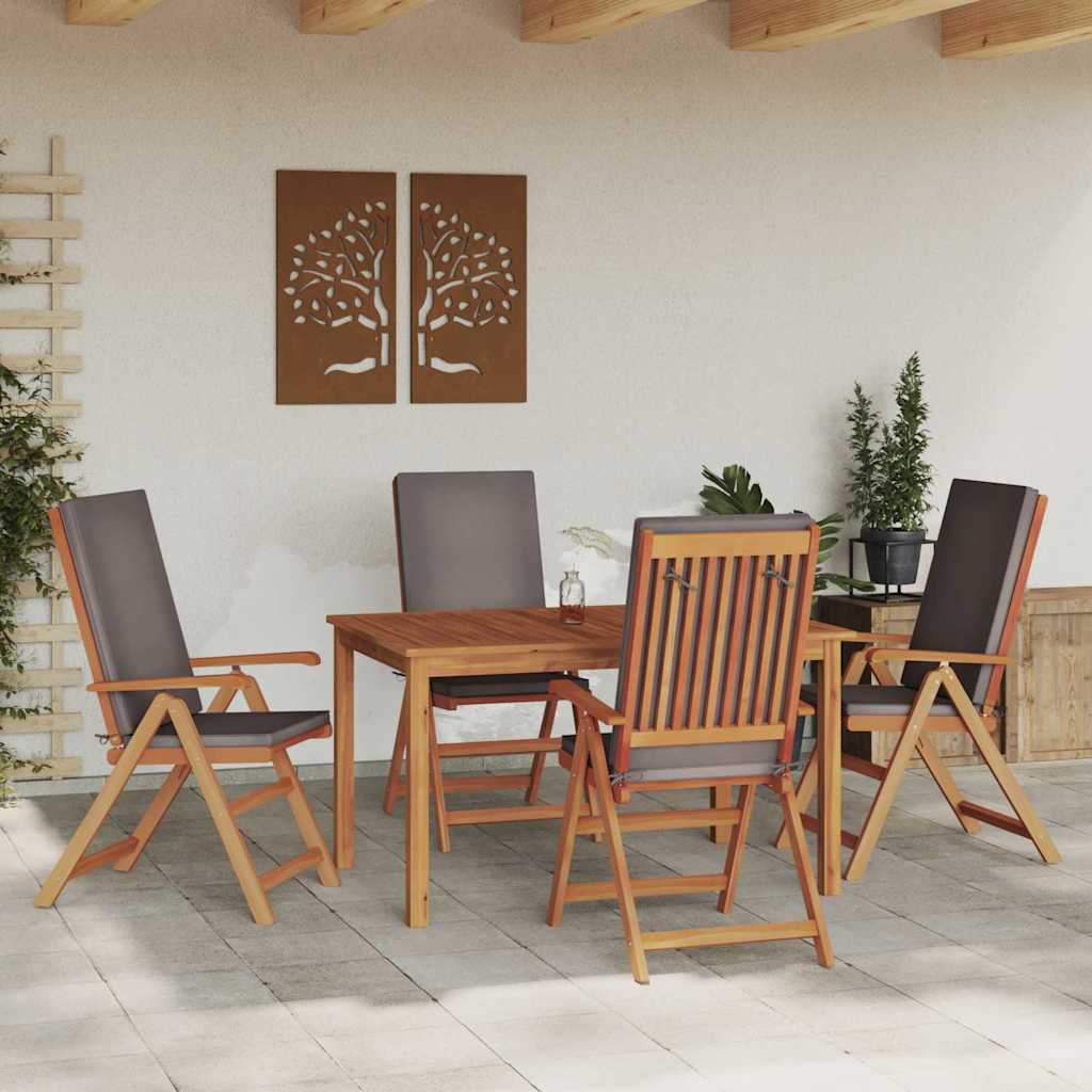 Sedia da Giardino 4 pcs Marrone e Grigio 57 x 71.5 x 104 cm