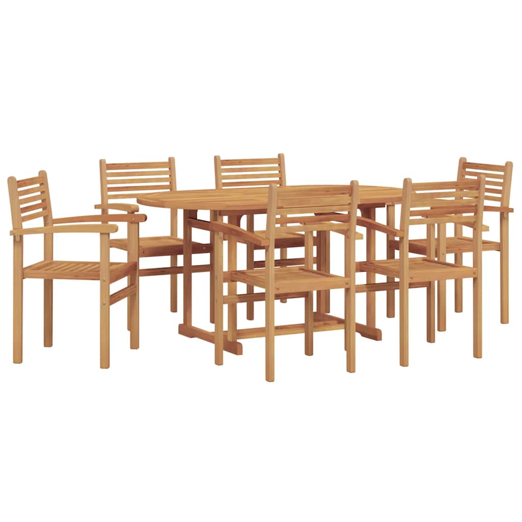 Set da Pranzo per Giardino 7 pcs Naturale