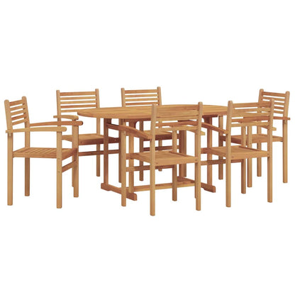 Set da Pranzo per Giardino 7 pcs Naturale