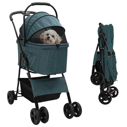 Passeggino pieghevole per animali Verde 81 x 47 x 99 cm