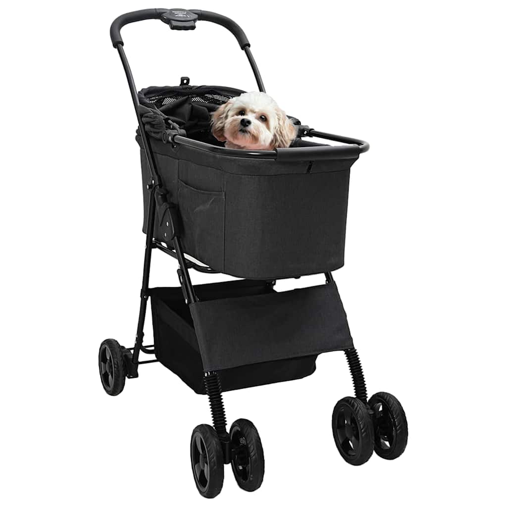 Passeggino pieghevole per animali Nero 81 x 47 x 99 cm