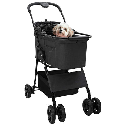 Passeggino pieghevole per animali Nero 81 x 47 x 99 cm