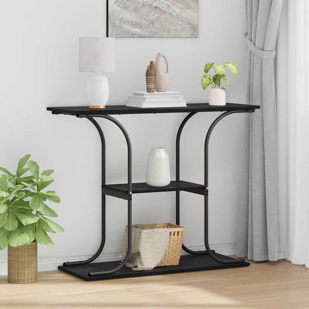 Tavolo consolle con lo scaffale Rovere Nero 101 x 35 x 80,5 cm