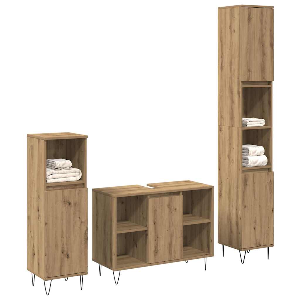 Set di mobili per il bagno con porta 3 pcs Rovere artigianale