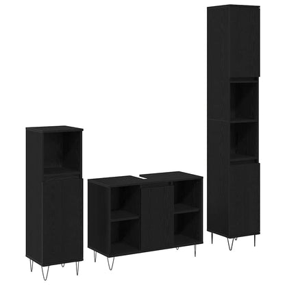 Set di mobili per il bagno 3 pcs Rovere Nero Legno multistrato