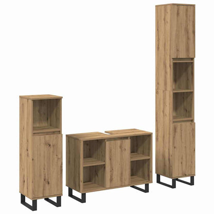 Set di mobili per il bagno 3 pcs Marrone Legno multistrato