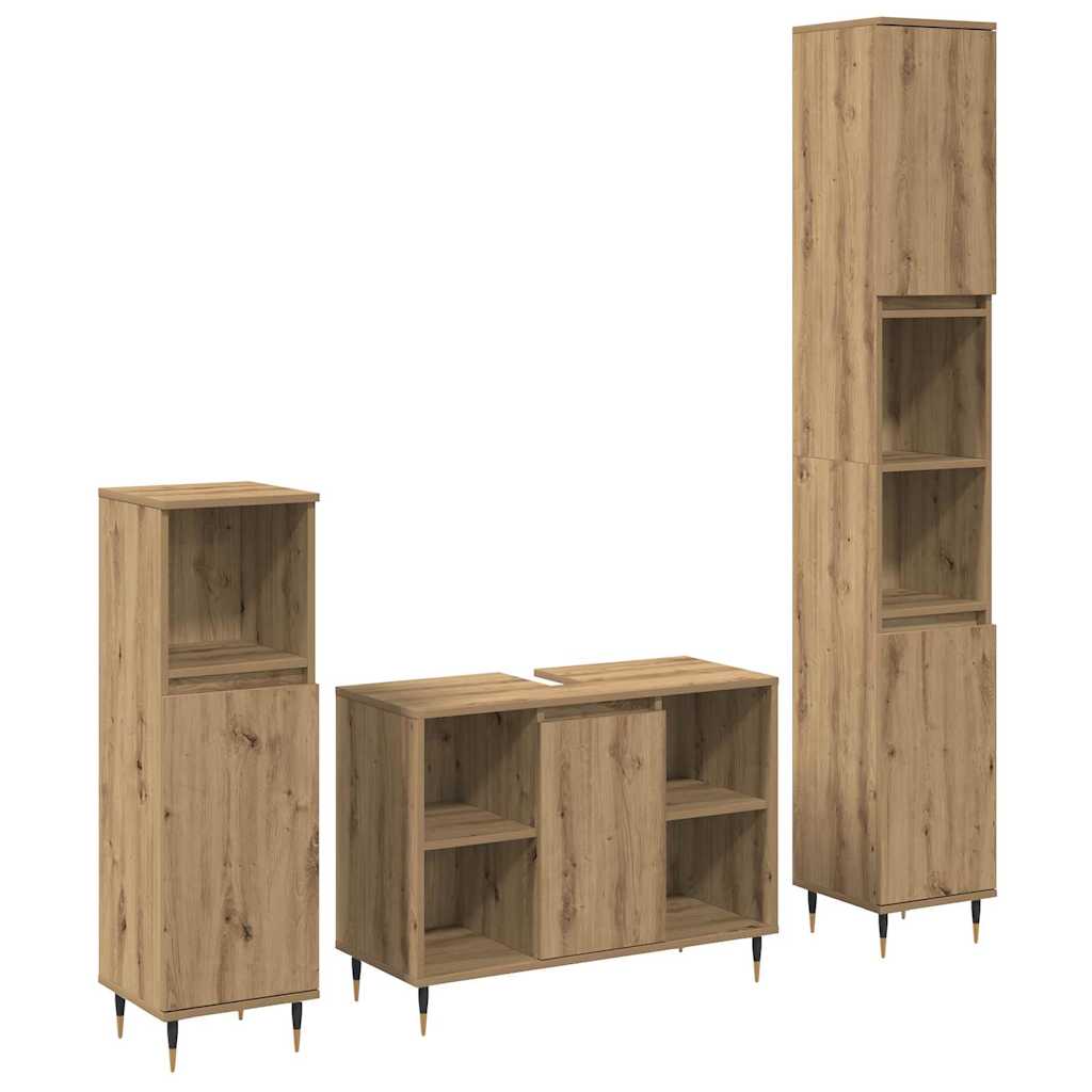 Set di mobili per il bagno con porta 3 pcs Rovere artigianale
