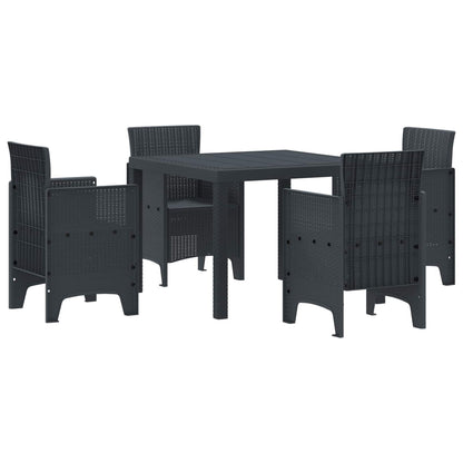 Set da Pranzo per Giardino 5 pcs Antracite Polipropilene