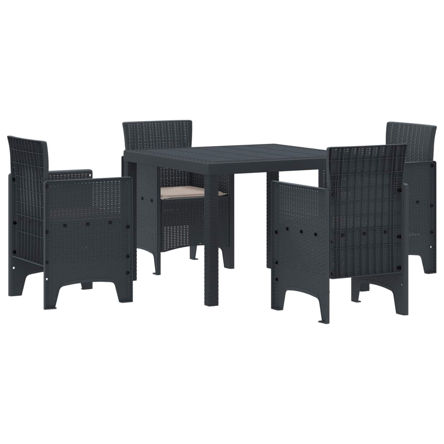 Set da Pranzo per Giardino 5 pcs Antracite Polipropilene